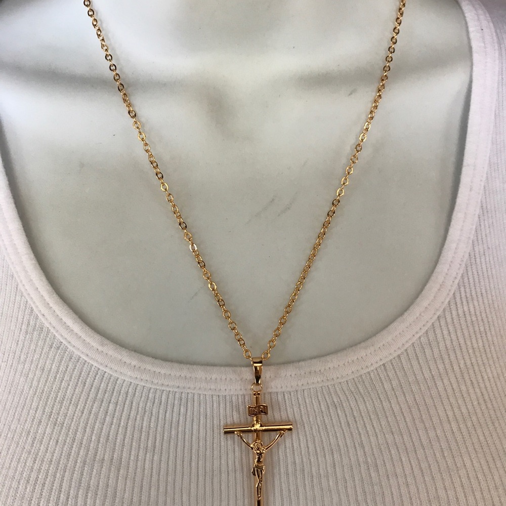 Newer real  18k gold plated cross necklaces